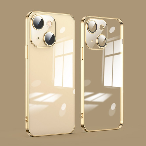 iPhone 13 Dustproof Glass Lens Protection Electroplating Phone Case - Gold