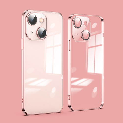 iPhone 13 Dustproof Glass Lens Protection Electroplating Phone Case - Rose Gold