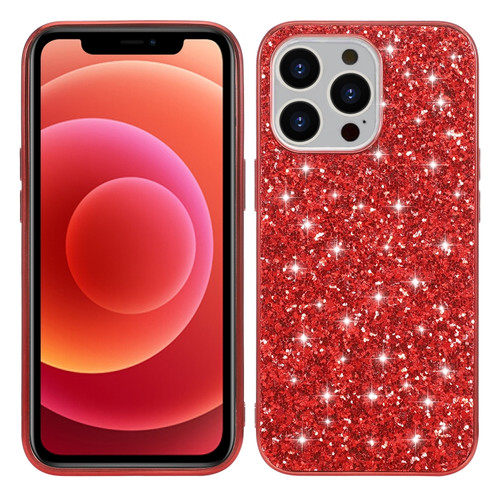 iPhone 13 Glitter Powder Shockproof TPU Protective Case - Red