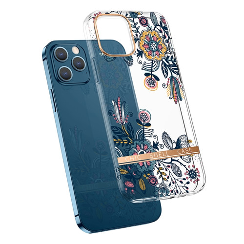 iPhone 13 High Translucent Electroplating Flower Pattern TPU + PC Shockproof Case - Po-phase Flowers