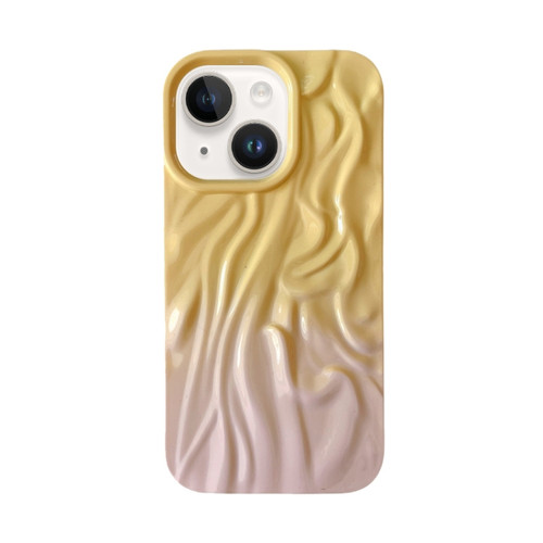 iPhone 13 Wrinkle Gradient Oily Feel TPU Phone Case - Yellow Pink