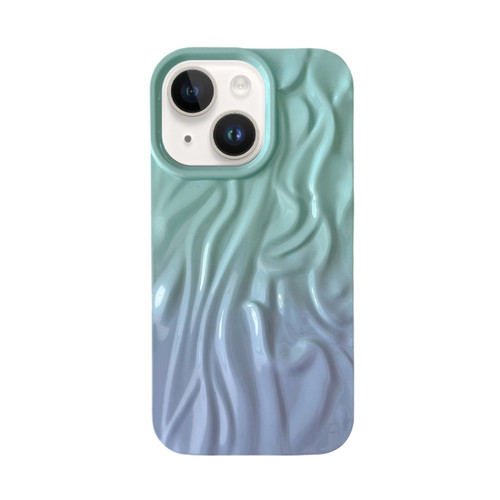 iPhone 13 Wrinkle Gradient Oily Feel TPU Phone Case - Green Purple