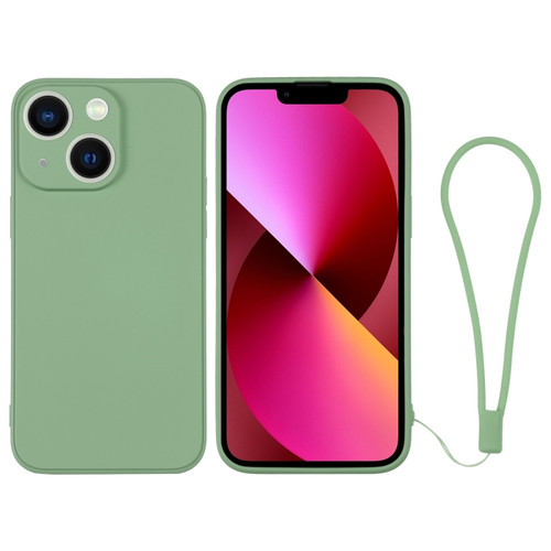 iPhone 13 Silicone Phone Case with Wrist Strap - Matcha Green