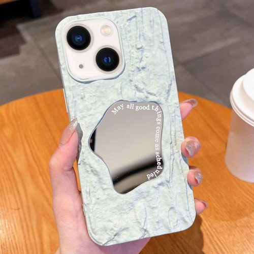 iPhone 13 Embossed Rock Texture Mirror TPU Phone Case - Milk Green