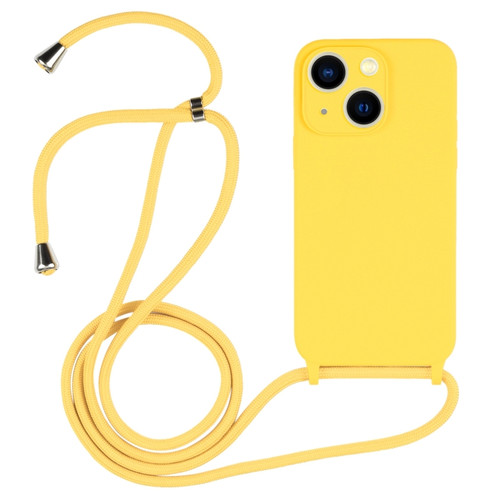 iPhone 13 Crossbody Lanyard Liquid Silicone Case - Yellow
