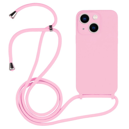 iPhone 13 Crossbody Lanyard Liquid Silicone Case - Pink
