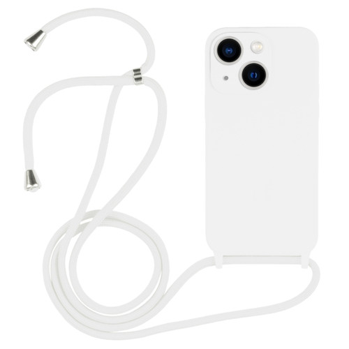 iPhone 13 Crossbody Lanyard Liquid Silicone Case - White
