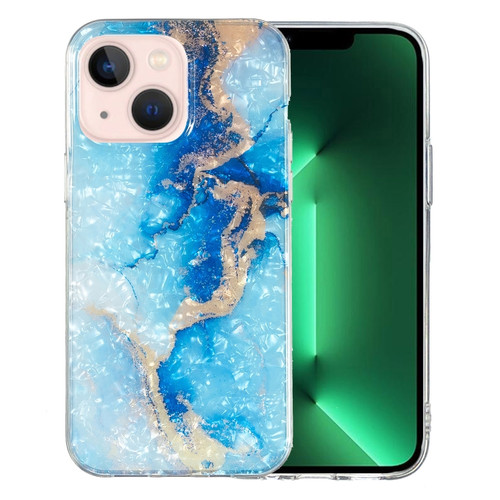 iPhone 13 IMD Shell Pattern TPU Phone Case - Blue Gold Marble