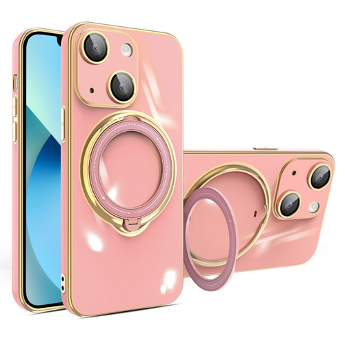 iPhone 13 Multifunction Electroplating MagSafe Holder Phone Case - Pink