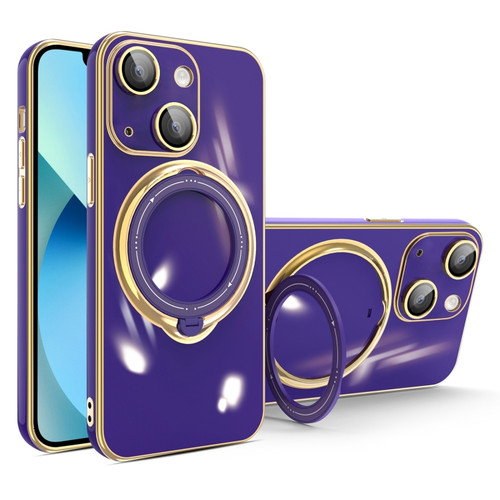 iPhone 13 Multifunction Electroplating MagSafe Holder Phone Case - Dark Purple