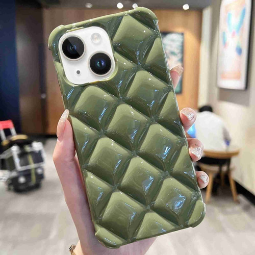 iPhone 13 Diamond Lattice Varnish TPU Phone Case - Olive Green