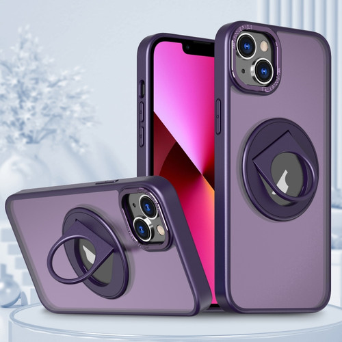 iPhone 13 Rotating Ring Magnetic Holder Phone Case - Purple