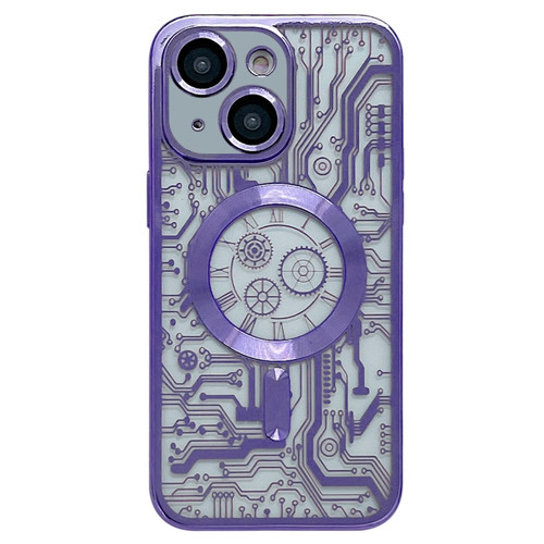 iPhone 13 Electroplated Circuit Board Pattern MagSafe Phone Case - Purple