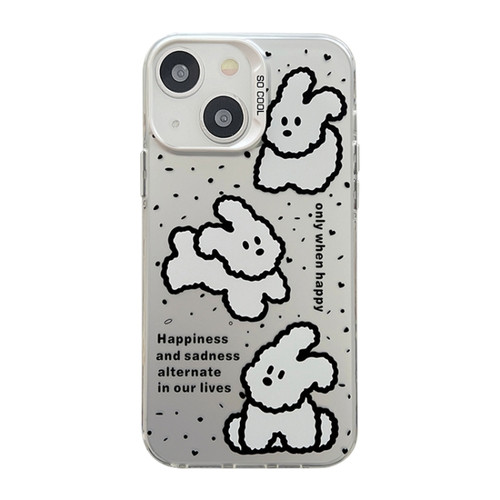 iPhone 13 Cute Animal Pattern Series PC + TPU Phone Case - White Puppy