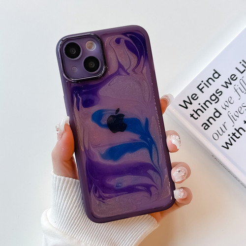 iPhone 13 Oil Painting Electroplating TPU Phone Case - Purple