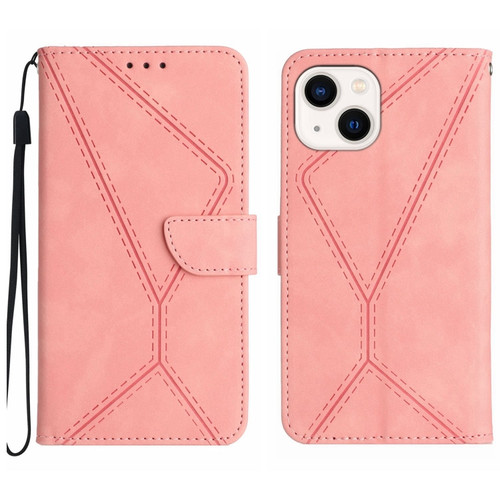 iPhone 13 Stitching Embossed Leather Phone Case - Pink