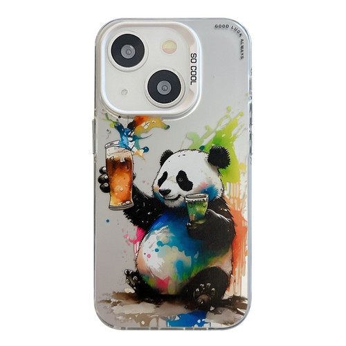 iPhone 13 Animal Pattern Oil Painting Series PC + TPU Phone Case - Panda