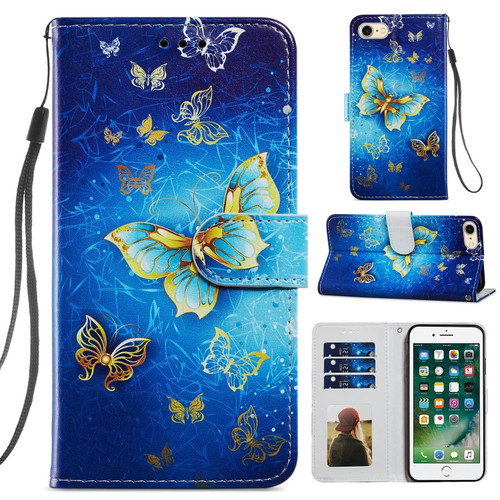 iPhone SE 2022 / SE 2020 / 8 / 7 Painted Pattern Horizontal Flip Leather Case with Holder & Card Slots & Photo Frame - Phnom Penh Butterfly