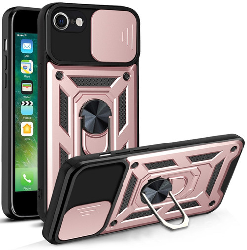 iPhone SE 2022 / SE 2020 / 8 / 7 Sliding Camera Cover Design TPU+PC Phone Protective Case - Rose Gold
