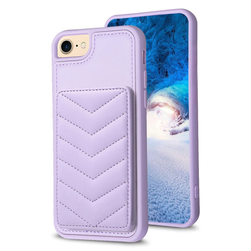 iPhone SE 2022 / 2020 / 8 / 7 BF26 Wave Pattern Card Bag Holder Phone Case - Purple