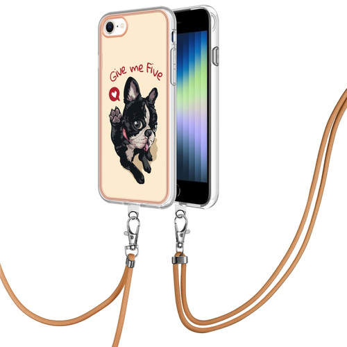 iPhone SE 2022 / SE 2020 / 8 / 7 Electroplating Dual-side IMD Phone Case with Lanyard - Lucky Dog