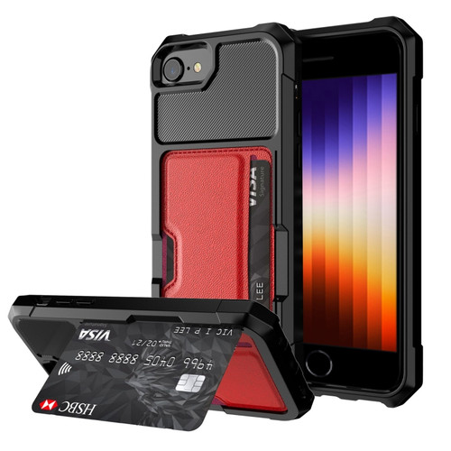 iPhone SE 2022 / SE 2020 / 8 / 7 ZM02 Card Slot Holder Phone Case - Red