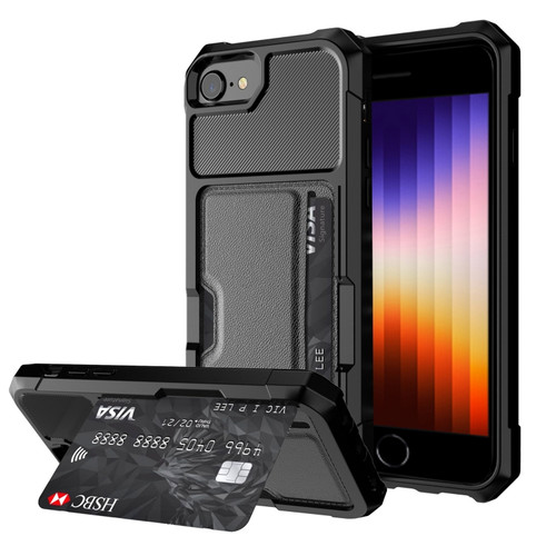 iPhone SE 2022 / SE 2020 / 8 / 7 ZM02 Card Slot Holder Phone Case - Black