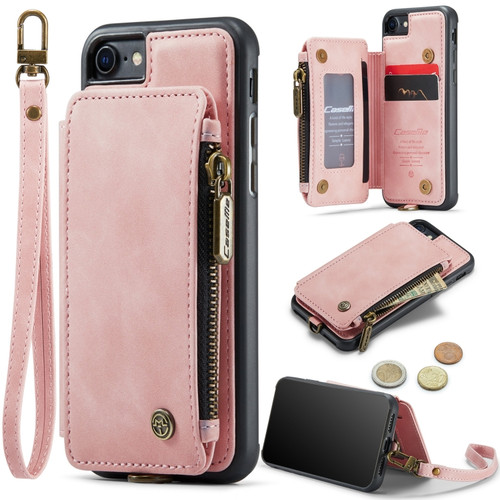 iPhone SE 2022 / SE 2020 / 7 / 8 CaseMe C20 Multifunctional RFID Leather Phone Case - Pink