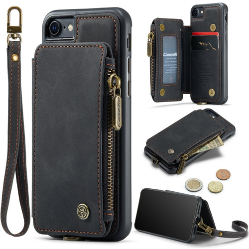 iPhone SE 2022 / SE 2020 / 7 / 8 CaseMe C20 Multifunctional RFID Leather Phone Case - Black