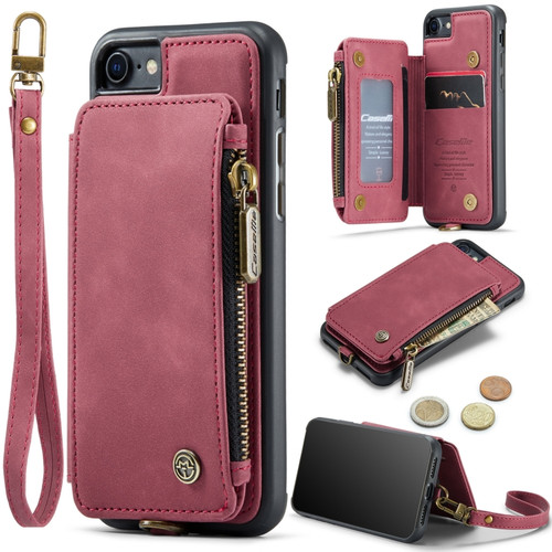 iPhone SE 2022 / SE 2020 / 7 / 8 CaseMe C20 Multifunctional RFID Leather Phone Case - Red