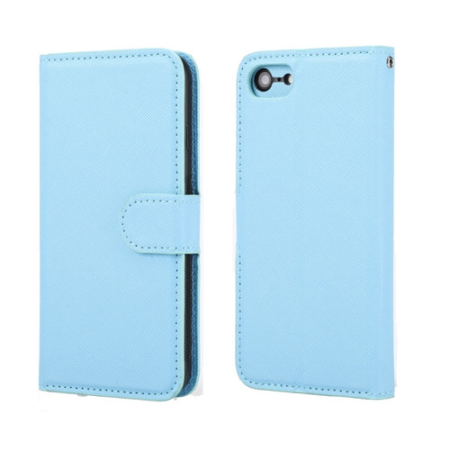 iPhone SE 2022 / SE 2020 / 8 / 7 Cross Texture Detachable Leather Phone Case - Blue
