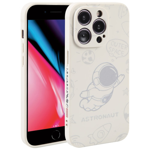 iPhone SE 2022 / 2020 / 7 / 8 Astronaut Pattern Silicone Straight Edge Phone Case - Flying Astronaut-White