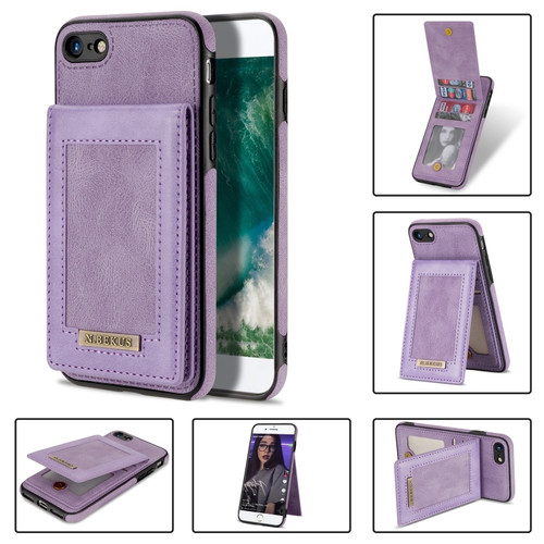 iPhone SE 2022 / SE 2020 / 8 / 7 N.BEKUS Vertical Flip Card Slot RFID Phone Case - Purple