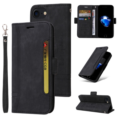 iPhone SE 2022 / SE 2020 / 7 / 8 BETOPNICE Dual-side Buckle Leather Phone Case - Black