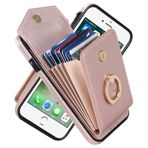 iPhone SE 2022 / SE 2020 / 8 / 7 Anti-theft RFID Card Slot Phone Case - Rose Gold