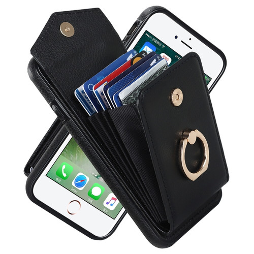 iPhone SE 2022 / SE 2020 / 8 / 7 Anti-theft RFID Card Slot Phone Case - Black