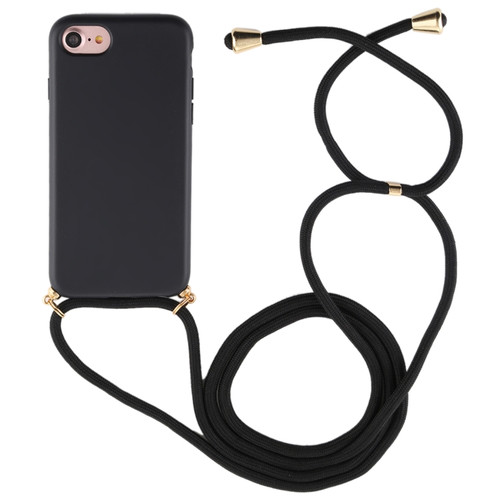 iPhone 8 / 7 TPU Anti-Fall Mobile Phone Case With Lanyard - Black