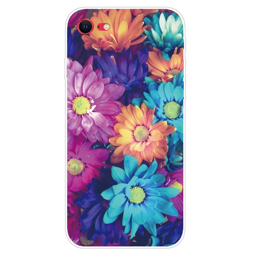 iPhone SE 2022 / SE 2020 Shockproof Painted Transparent TPU Protective Case - Color Chrysanthemum