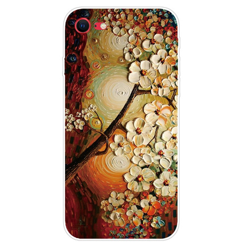 iPhone SE 2022 / SE 2020 Shockproof Painted Transparent TPU Protective Case - Oil Painting Magnolia