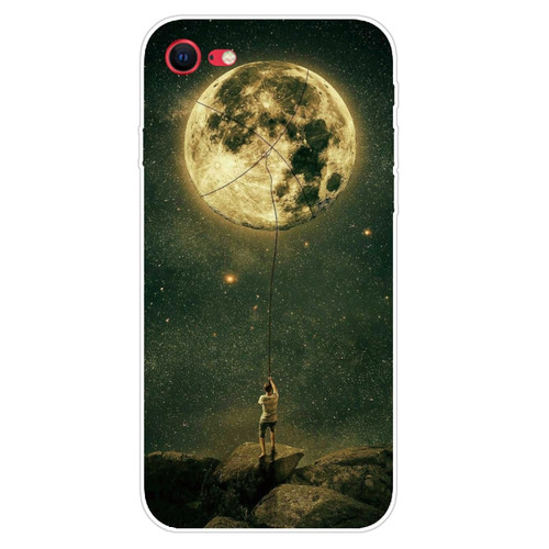 iPhone SE 2022 / SE 2020 Shockproof Painted Transparent TPU Protective Case - Pull the Moon