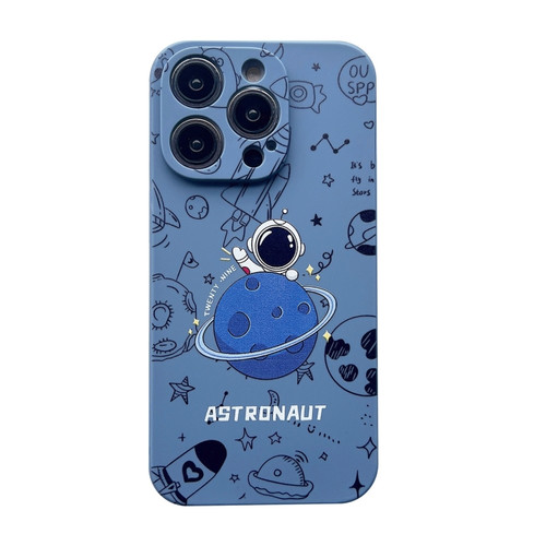 iPhone SE 2022 / 2020 / 7 / 8 Liquid Silicone Straight Side Phone Case - Blue Astronaut
