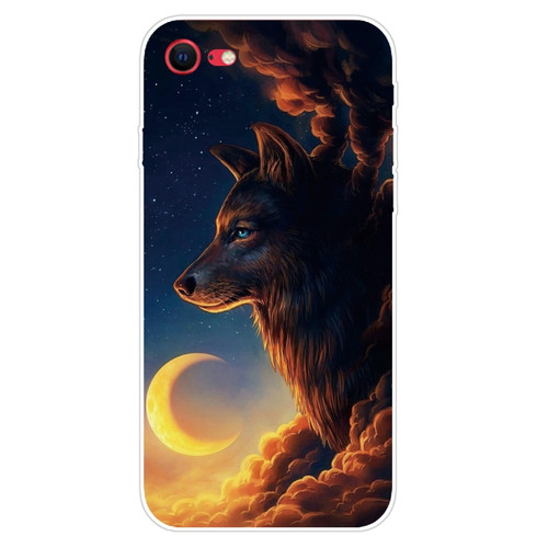iPhone SE 2022 / SE 2020 Shockproof Painted Transparent TPU Protective Case - Sky Wolf