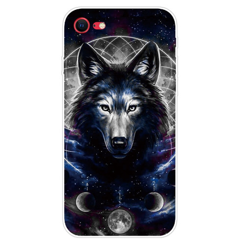 iPhone SE 2022 / SE 2020 Shockproof Painted Transparent TPU Protective Case - Magic Wolf