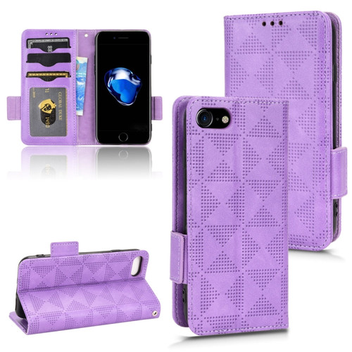 iPhone SE 2022 / SE 2020 / 8 / 7 Symmetrical Triangle Leather Phone Case - Purple