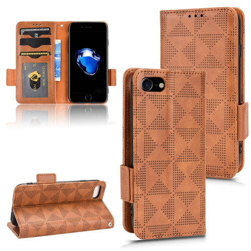 iPhone SE 2022 / SE 2020 / 8 / 7 Symmetrical Triangle Leather Phone Case - Brown