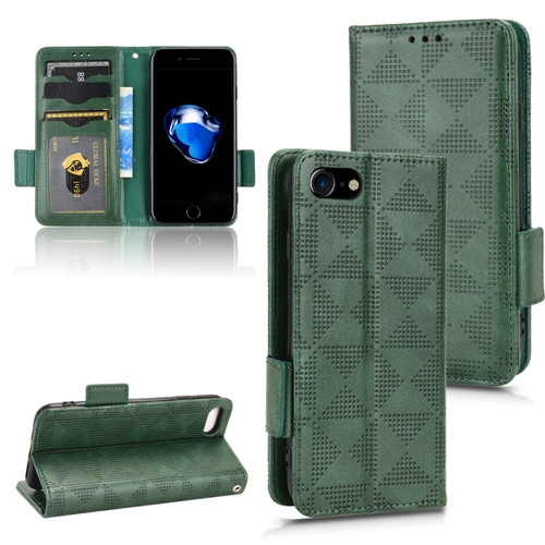 iPhone SE 2022 / SE 2020 / 8 / 7 Symmetrical Triangle Leather Phone Case - Green