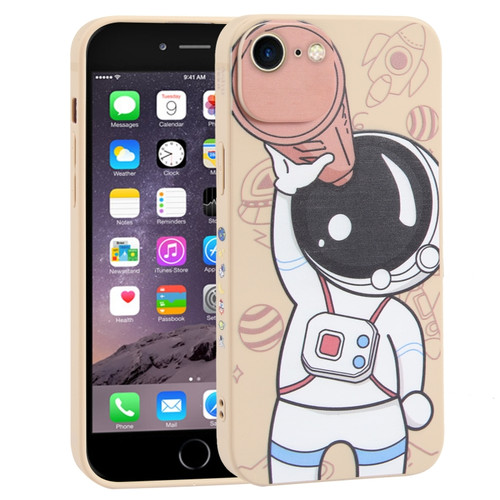 iPhone SE 2022 / SE 2020 / 8 / 7 Spaceman Binoculars Phone Case - Beige and Pink