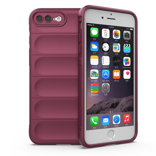 iPhone SE 2022 / SE 2020 / 8 / 7 Magic Shield TPU + Flannel Phone Case - Wine Red