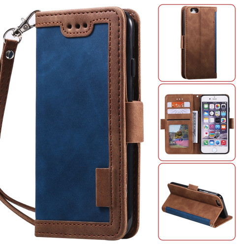 iPhone SE 2022 / SE 2020 / 8 / 7 Retro Splicing Horizontal Flip Leather Case with Card Slots & Holder & Wallet - Blue
