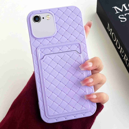 iPhone SE 2022 / SE 2020 / 8 / 7 Weave Texture Card Slot Skin Feel Phone Case - Light Purple